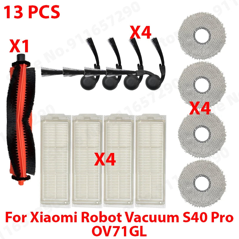 For Xiaomi Robot Vacuum S40 Pro OV71GL Vacuum Cleaner Replacement Spare Parts Main Side Brush HEPA Filter Mop Cloth Accessories