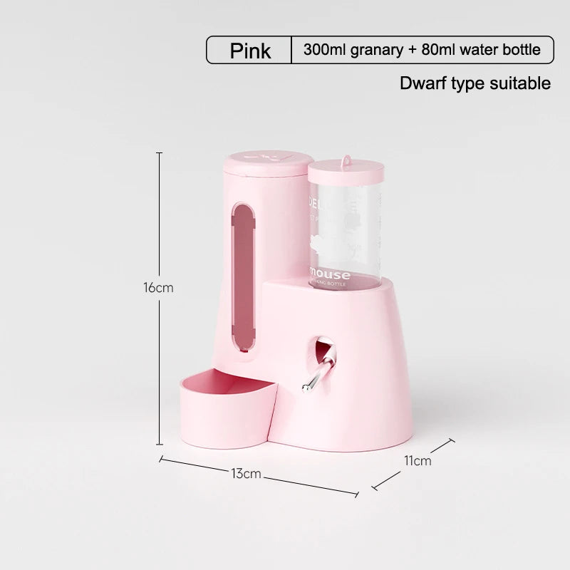 2In1 Hamster Feeder And Waterer Large Capacity Leakproof Automatic Feeder Food Water Dispenser Leak Proof Food Feeding Supplies