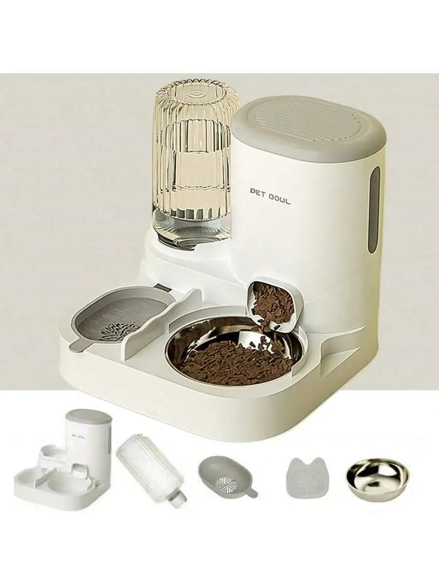 Two-In-One Automatic Cat Water Dispenser Set-Detachable, Washable, Automatic Feeding Station, Indoor Cat Food Bowl