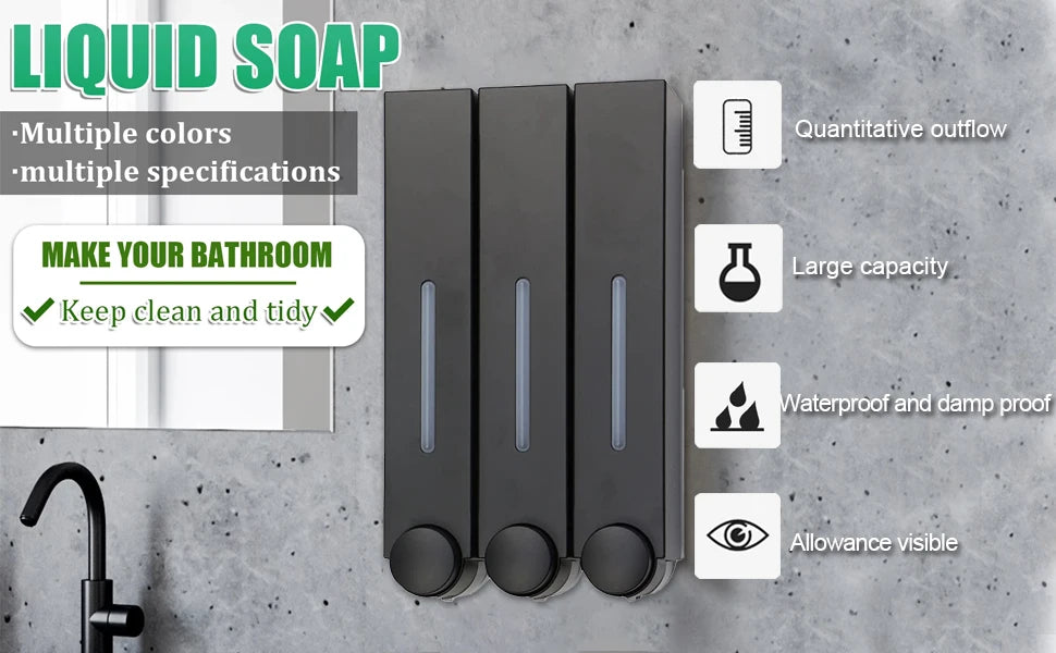 2026 New Liquid Soap Dispenser Wall Mount, 1 Chamber Bathroom Shower Pump Dispenser,Press Manually Lotion Soap Dispenser Use